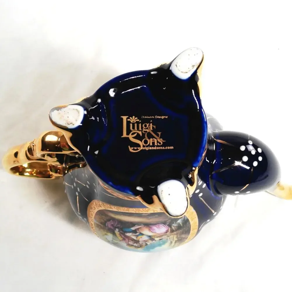 Luigi & Sons Porcelain Coffee Pot Gold Romantic Heart Rim Footed Vase Teapot